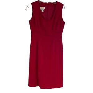 Women’s Talbots Petites Size 2 Wool Sleeveless Red Midi Dress, Zip Up Back‎